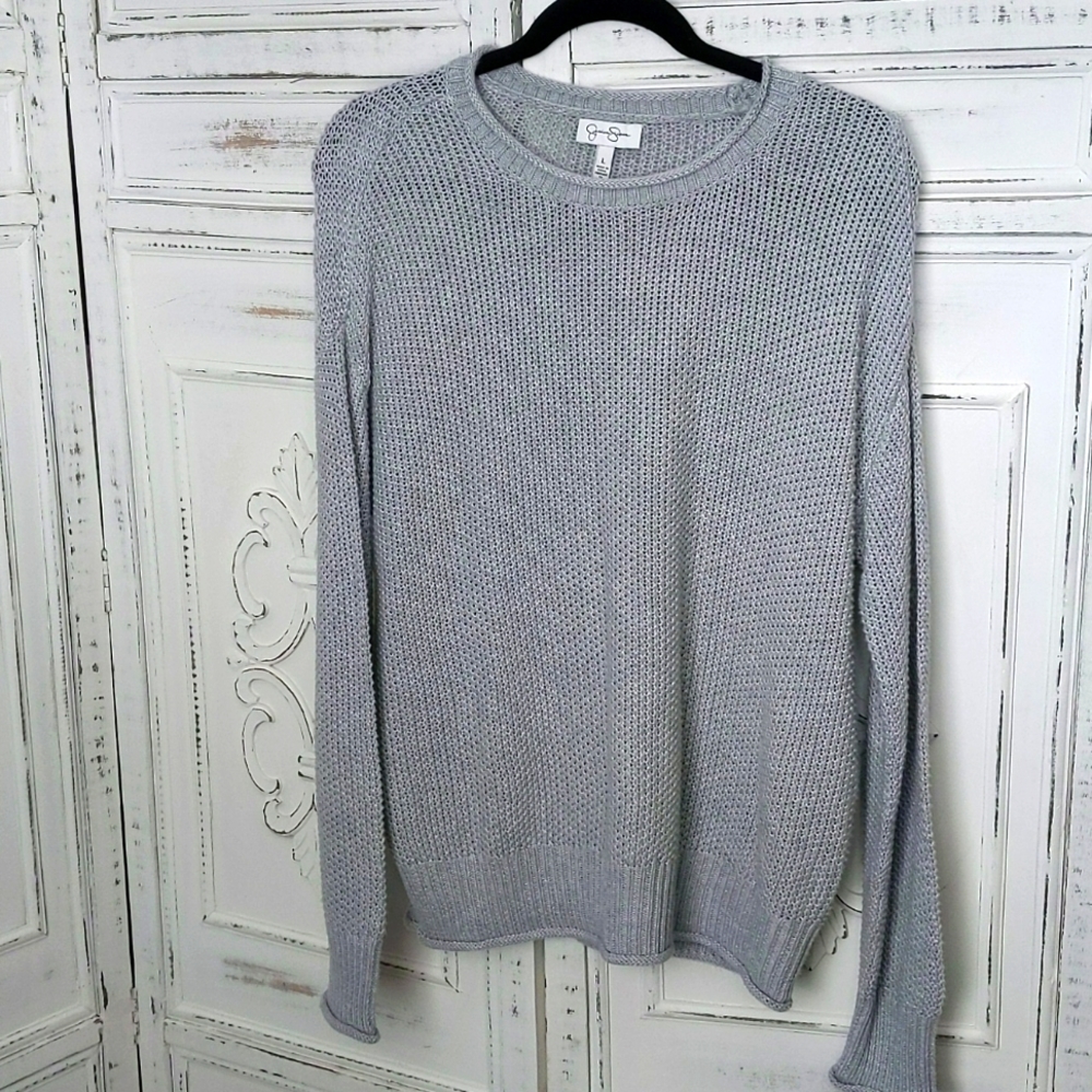 Jessica Simpson Mallory Gray Crew Neck Sweater